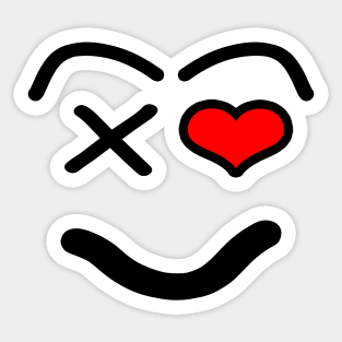 Funny love face - heart - red and black. Sticker